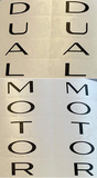 Tesla Model S, 3, X, Y, Black ABS Dual Motor Emblem Vinyl Decal Wrap Rear Trunk Emblem, Matte Black