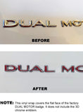 Tesla Model S, 3, X, Y Dual Motor Emblem Vinyl Decal Overlay Wrap Rear Trunk Emblem, Many Colors