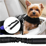 Tesla Model S, 3, X, Y Stretch Seat Belt Strap Dog Car Leash, Black