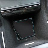 Tesla Model 3 Cup Holder & Center Console Mat Liner Set, 7-Piece, Black / Blue, 2017-2020