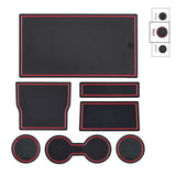 Tesla Model 3 Cup Holder & Center Console Mat Liner Set, 7-Piece, Black / Red, 2017-2020
