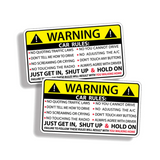 Funny Sun Visor Safety Warning Rules Decals, Tesla, Chevy Bolt, Chevy Volt, Fiat 500E, Smart Car, Jaguar I-Pace